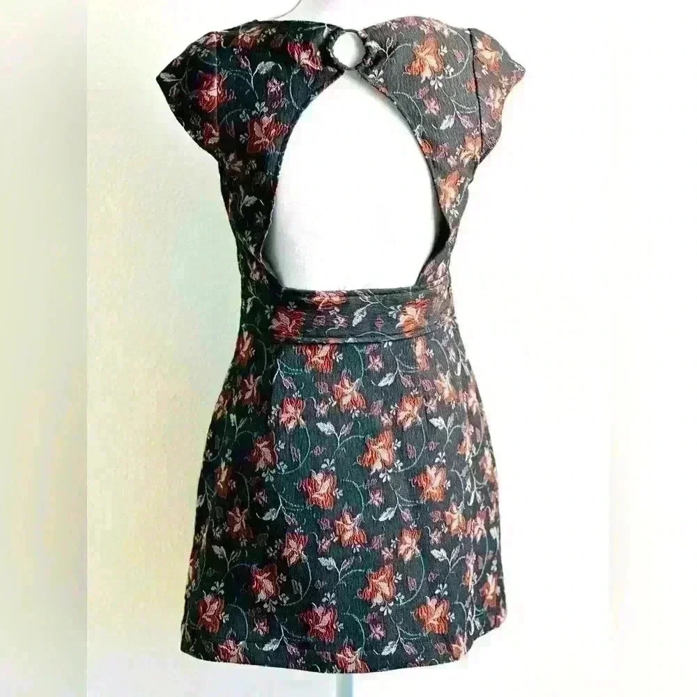 Free People Say Yes Floral Jacquard Textured Knit Mini Dress Size 4